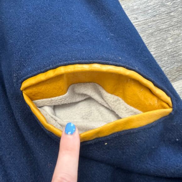 Vintage 70s Copley Cheerleader Logo Patch Blue Women M Wool Blend Varsity Jacket - Picture 4 of 9